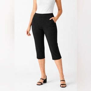 Allison Daley Petite Black Capri Pants Pull-On Shaping Stretch PM NWT